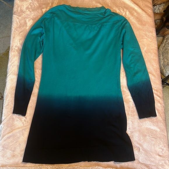 Olsen Ombré Teal Navy Long Duster Cardigan Oversized sz 4 - Picture 10 of 11